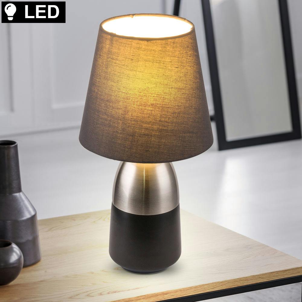 Design Tisch Lampe Holz grau Schlaf Zimmer Beleuchung Nacht Licht Lese Leuchte 