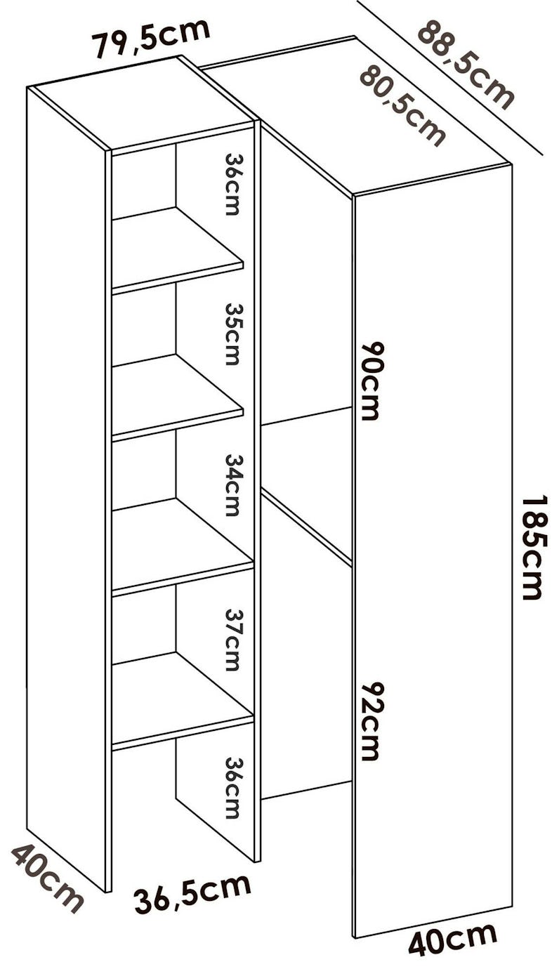 Dmora - Guardaroba Quadro, Struttura per cabina armadio angolare, Mobile  appendiabiti aperto ad angolo, 228x79h187 cm, Bianco