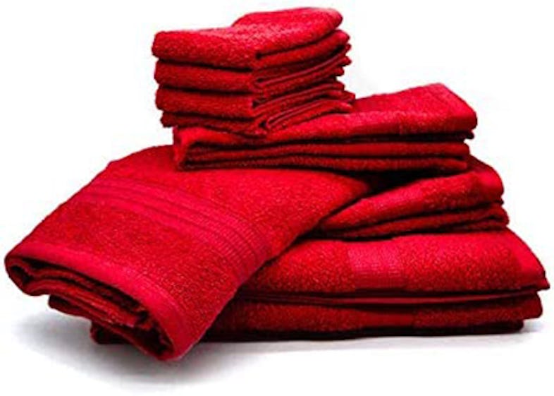 Set 10 PEZZI di asciugamani Bassetti Rosso 100% Cotone di alta qualità