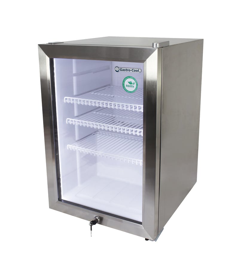Gastro-Cool Edelstahl Mini-Kühlschrank mit Glastür - LED