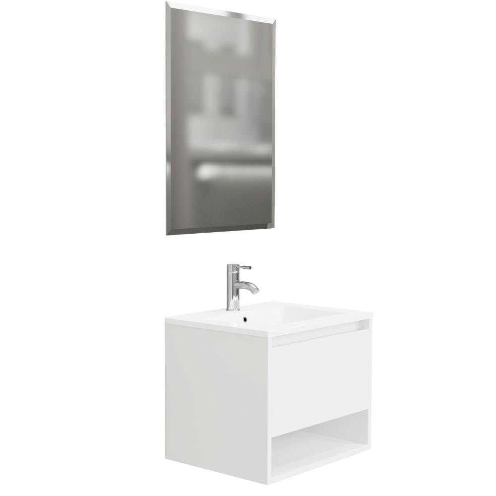 Mobile Bagno Sospeso Rovere 60 cm. con Lavabo e Specchio mod. MILANO – ZIK  Home