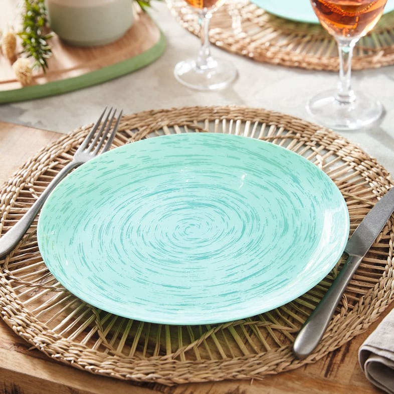 Assiette plate turquoise 26 cm Icy - La Table d'Arc