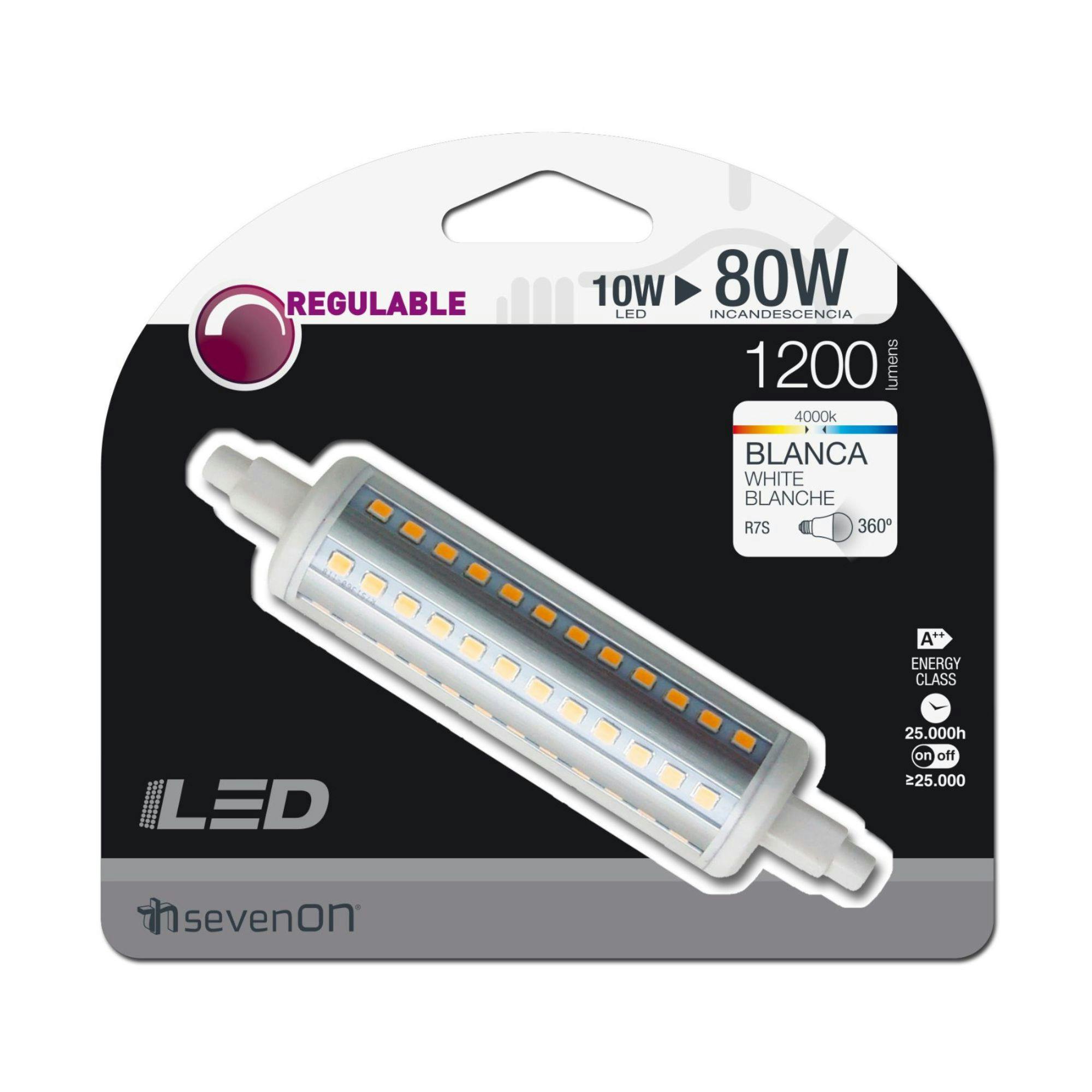 Lampadina Tubo LED R7S 10W Equi.80W 1200lm Dimmerabile 4000K 25000H  7hSevenOn