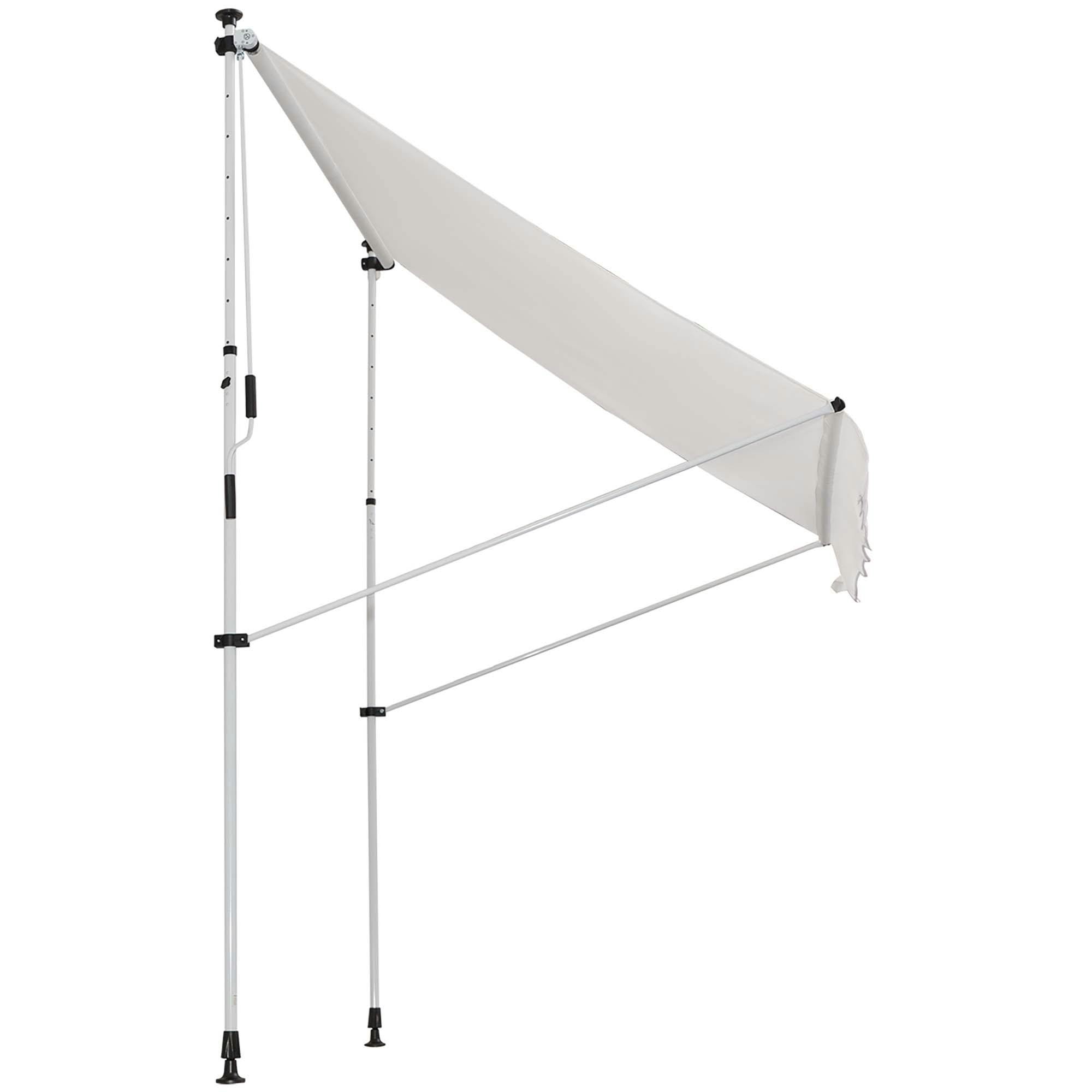 Outsunny Tenda da Sole per Esterno a Rullo con Manovella, Telaio  Telescopico e Angolazione Regolabile, Bianco e Verde, 200x150cm