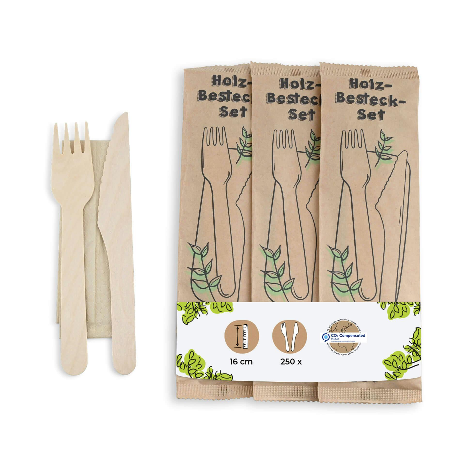 BIOZOYG 250 Stück Einweg-Besteck-Set Partybesteck, Biobesteck ...