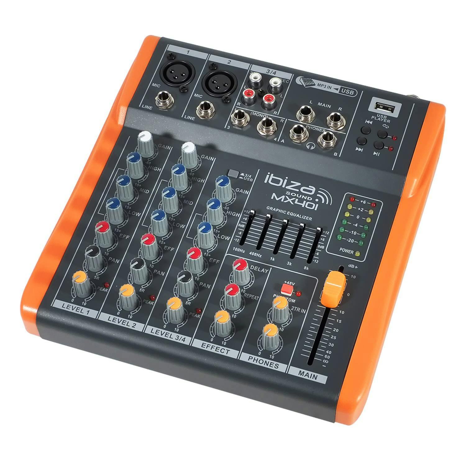Ibiza DJM160fx-BT - Table de mixage 2 canaux avec DSP effets et USB/BT