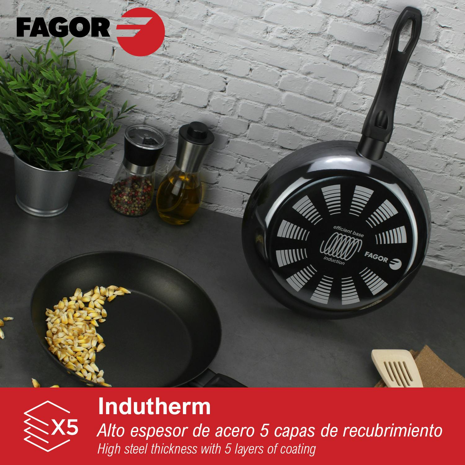 Fagor Maxima Set Juego Sartenes Inducción 20-24-28 cm, Aluminio Forjado,  Espesor 4 mm, Antiadherente