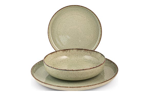 Vajilla 12 PZ Porcelana Pearl Verde Makro