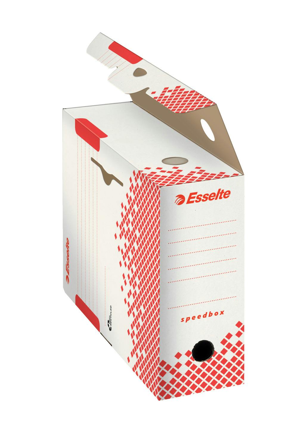 Esselte Speedbox Scatole Archivio, per Fogli e Documenti Formato A4,  Bianco, Confezione da 25 Pezzi, 623908
