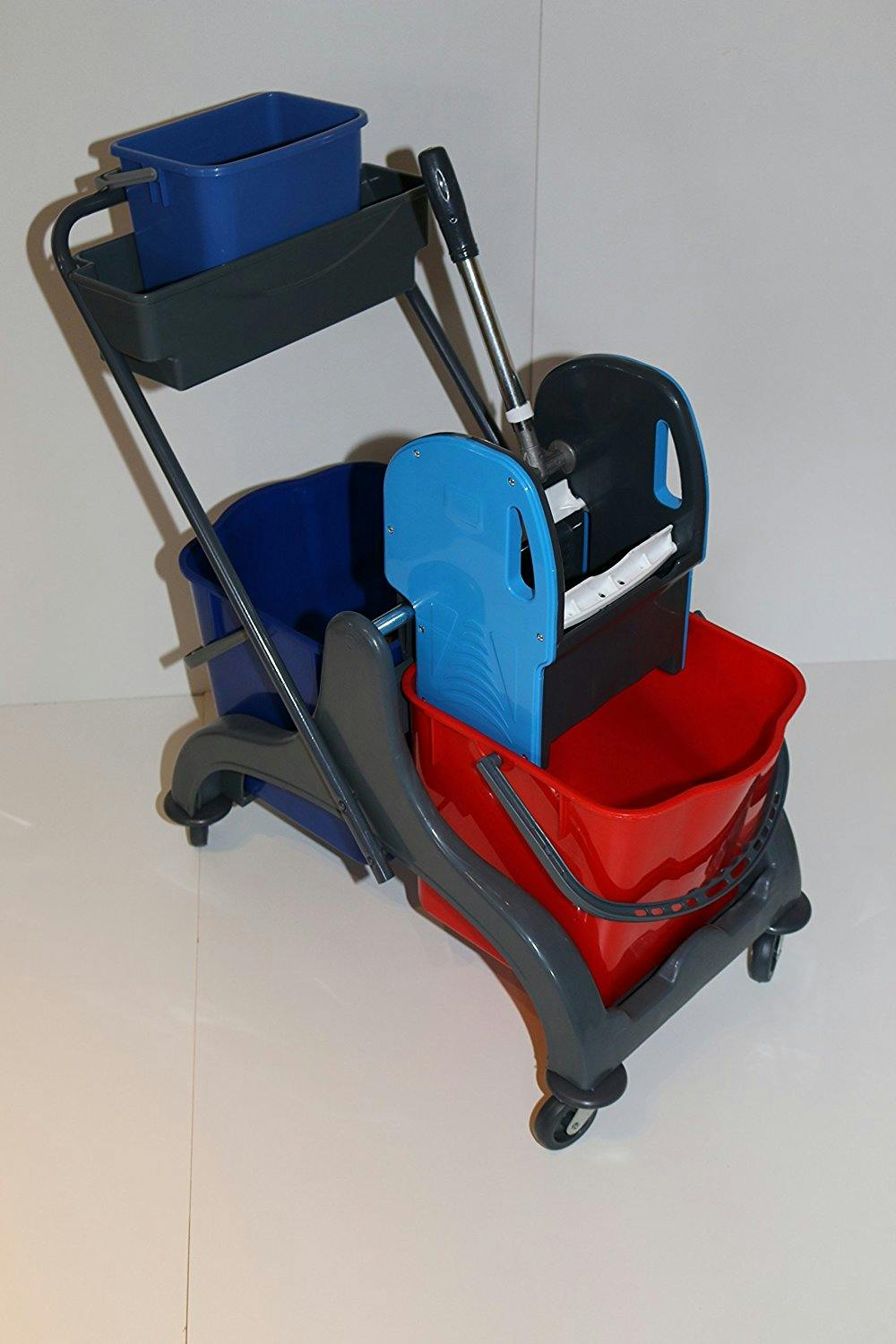 CleanSV© Aura2+ Reinigungswagen mit Ablage und 5 Liter Eimer