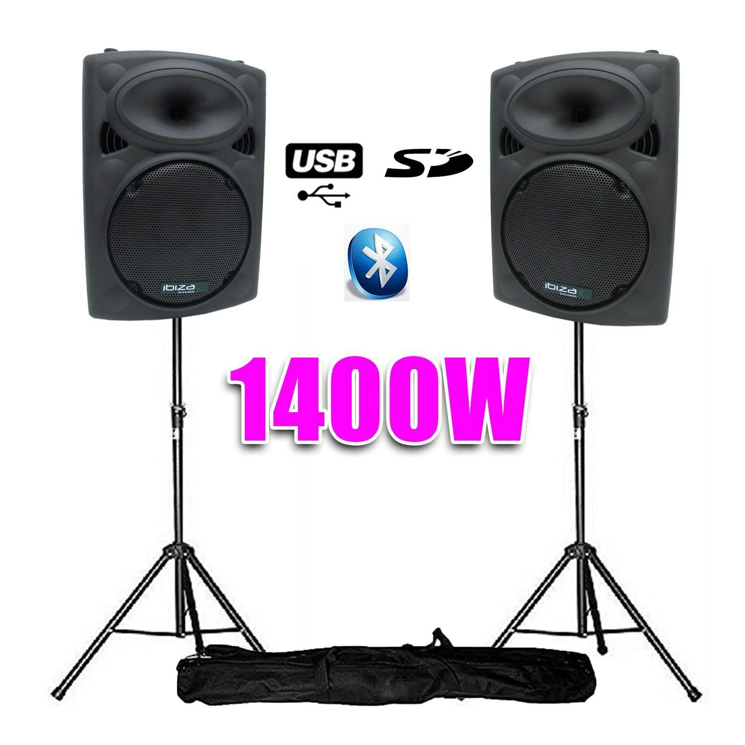 Enceinte amplifiée DJ SONO Mobile 400W IBIZA SOUND SLK10A-BT + câble PC