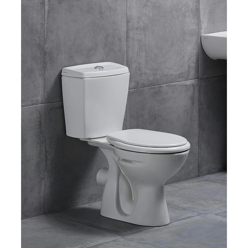 Stand WC mit Spülkasten spülrandlos Hänge Wand Toilette WC Urinal SoftClose Sitz