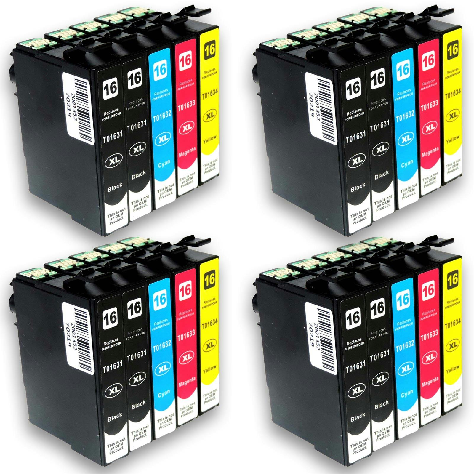 Kompatibel 20er D&C Druckerpatronen METRO C13T16364010 Sparset von Füller, Epson | 16XL, alle T1636, Multipack im Farben Tinte Marktplatz