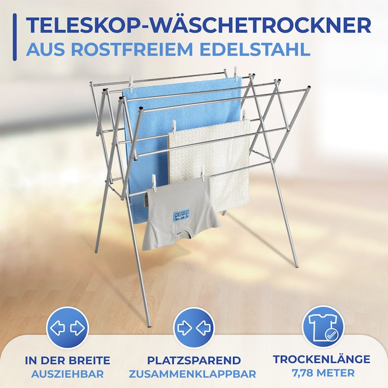 Teleskop-Wäschetrockner Maximex METRO | Edelstahl Marktplatz