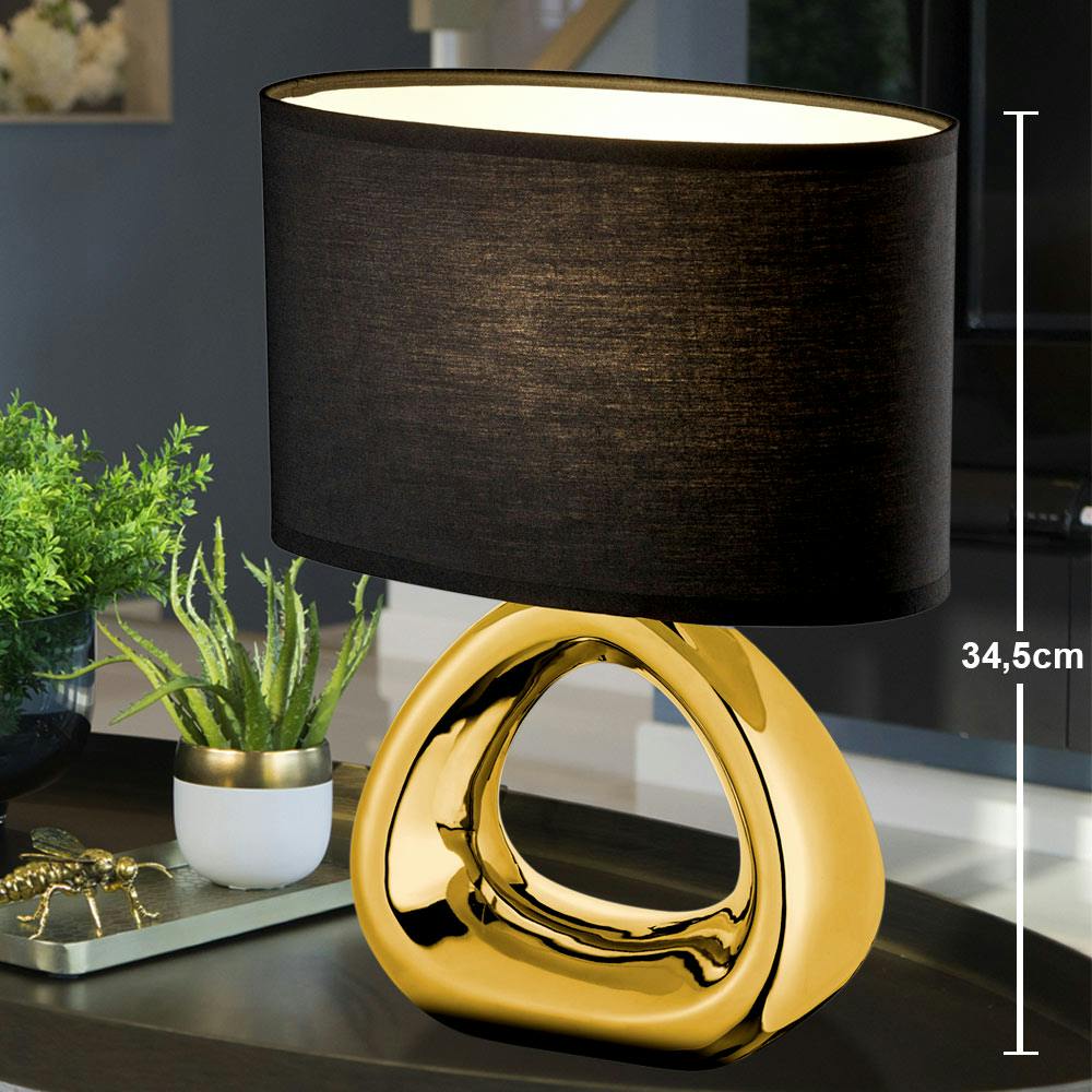 Nacht Schreib Tisch Leuchte schwarz gold Dekor Stanzungen Design Lese Lampe 