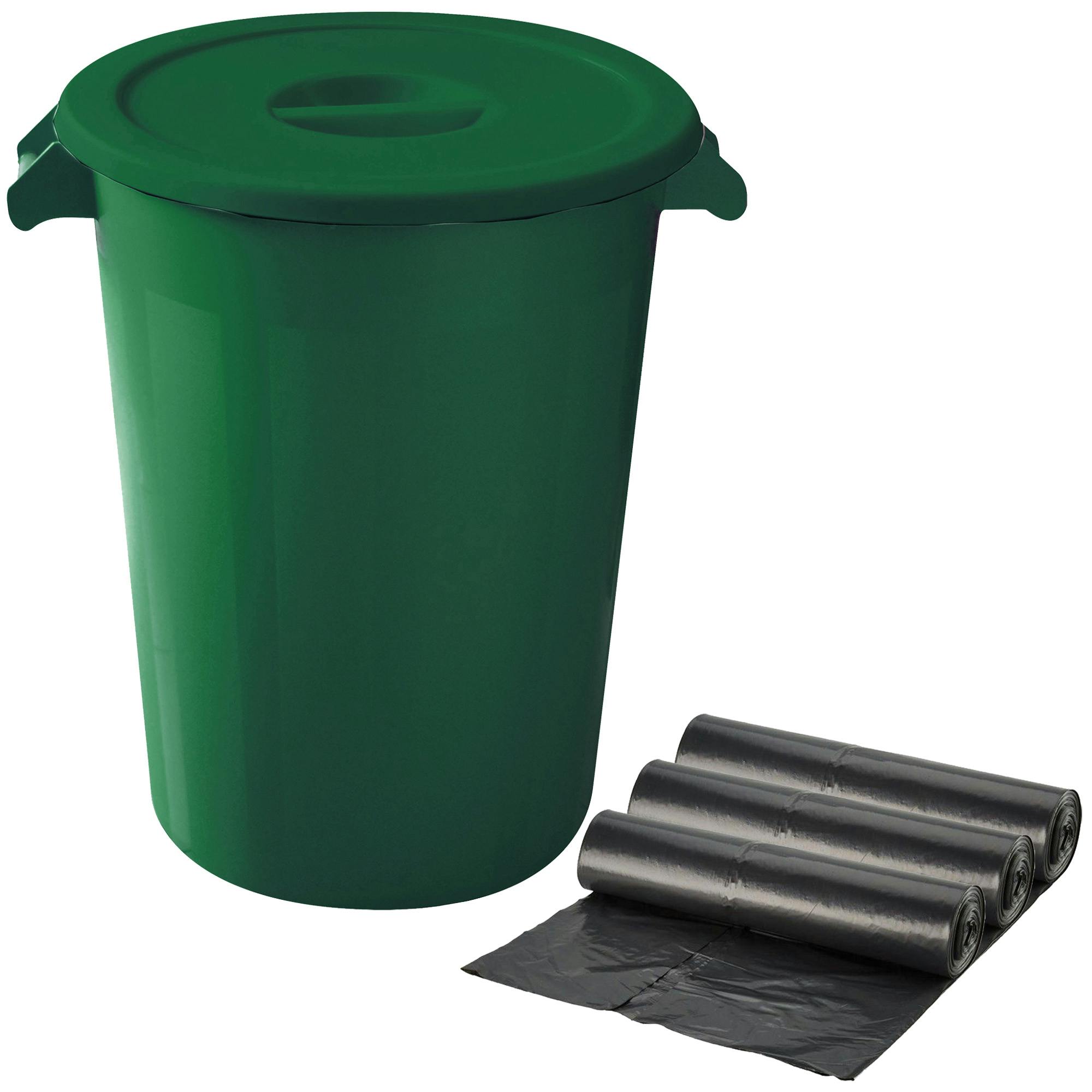 Cubo basura plastico comunidad con tapa 100 Litros Negro