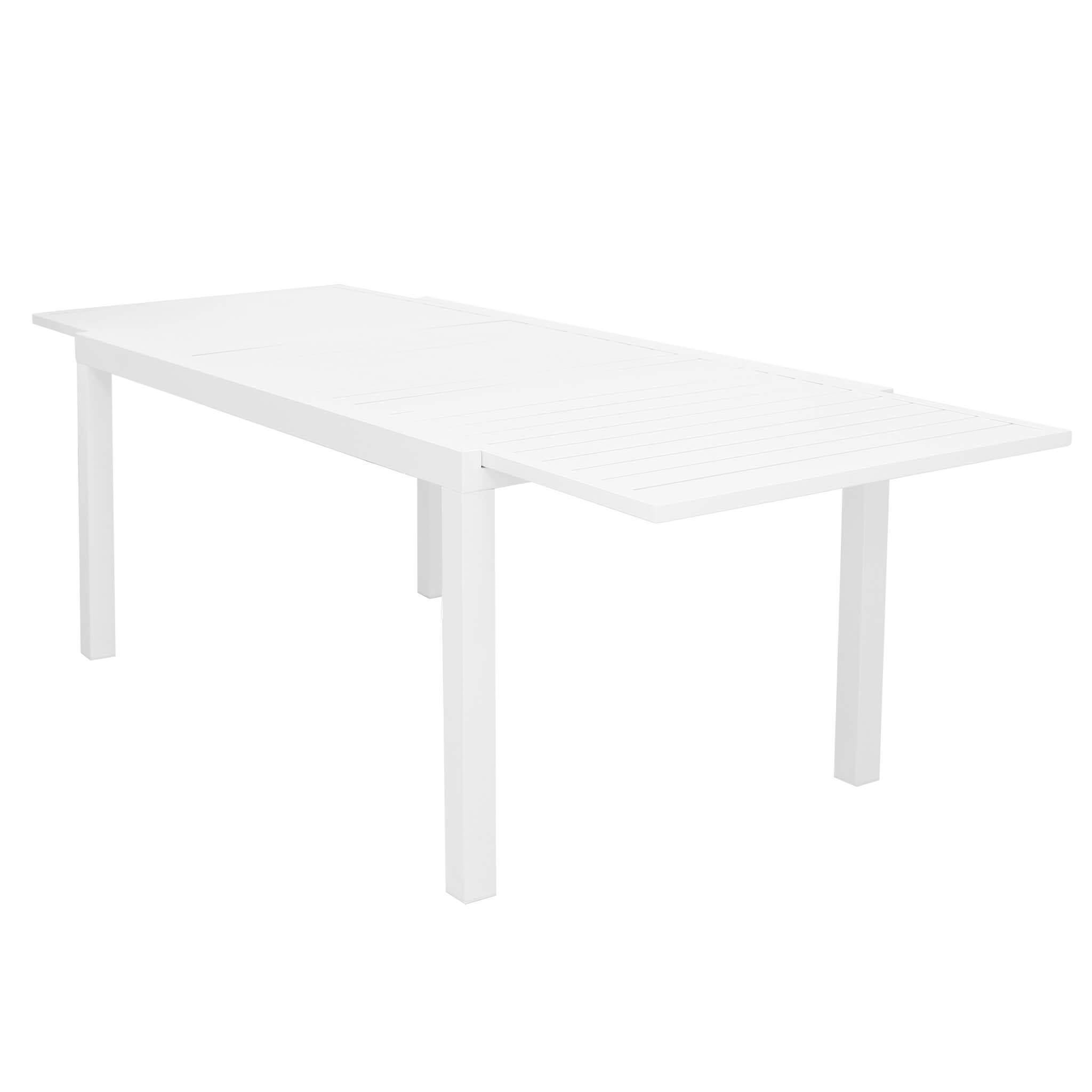 Milani Home DEXTER Set Tavolo 160/240x90 Struttura E Piano In Alluminio  Compreso Di 4 Sedute Colore Bianco colore Bianco