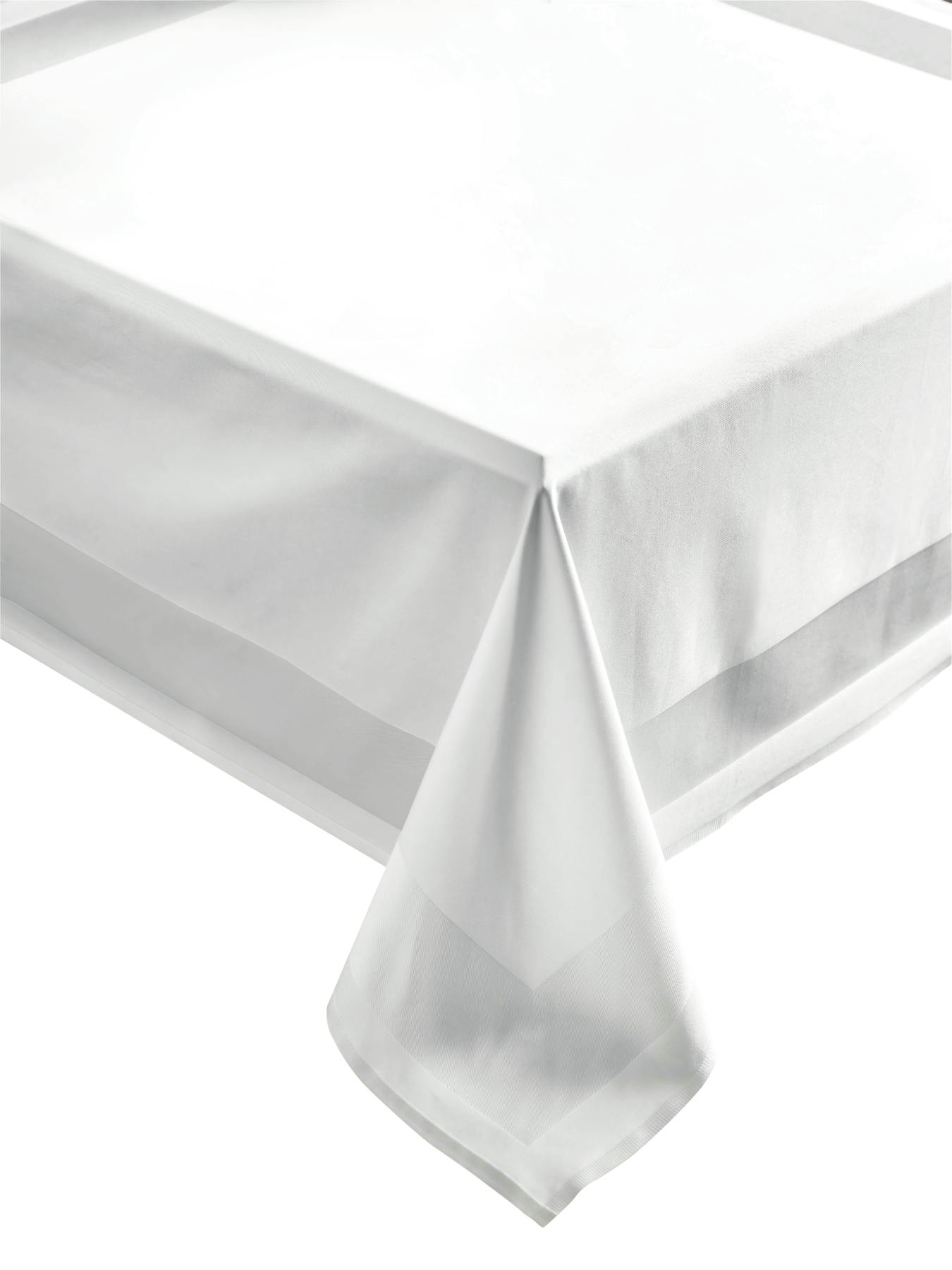 Tischdecke weiß 100 x 100 METRO Atlaskante mit Marktplatz | cm
