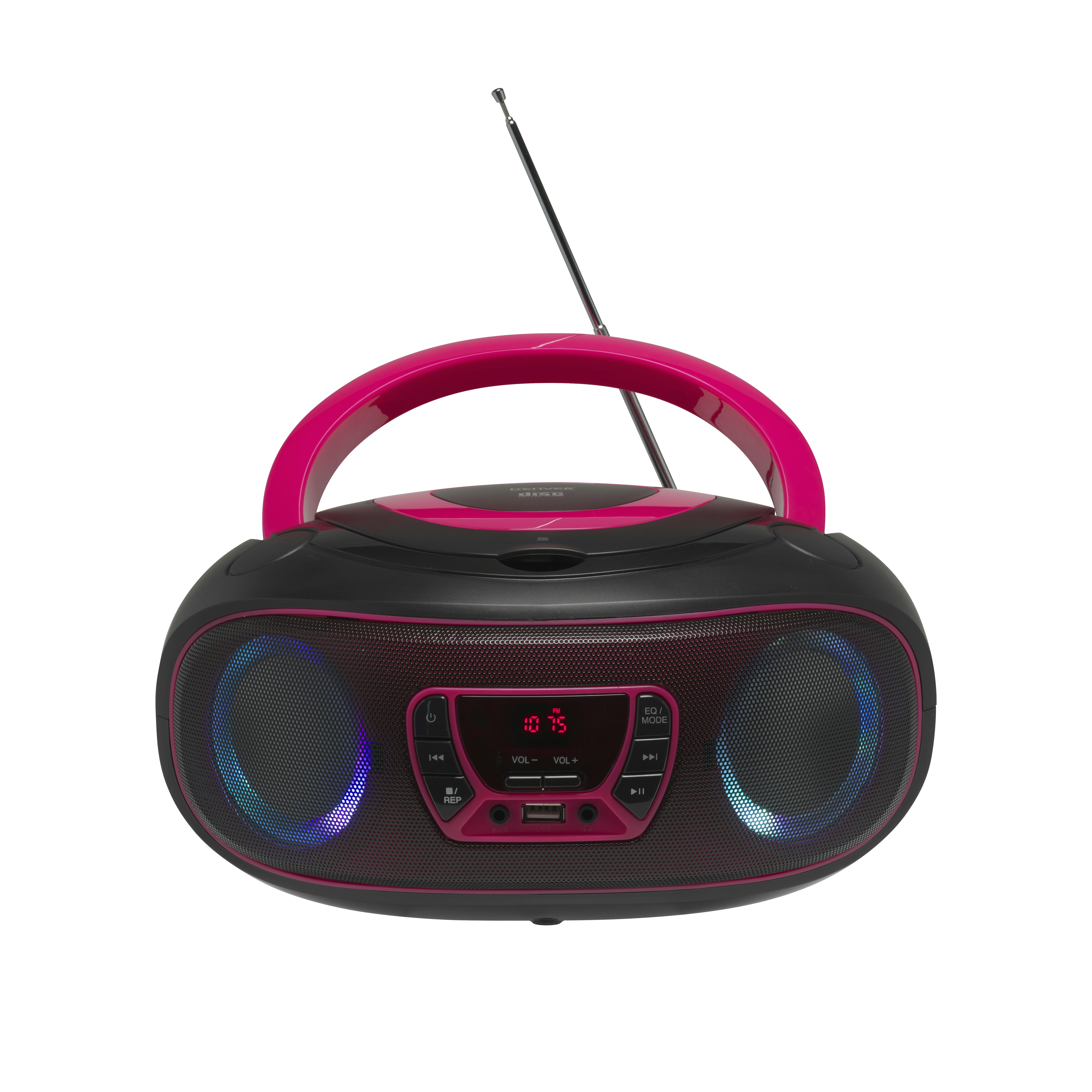 Denver Lecteur CD Portable avec Effets de Lumière - Bluetooth - Poste CD  Enfant - Boombox - Radio FM - AUX - TCL212BT - Bleu