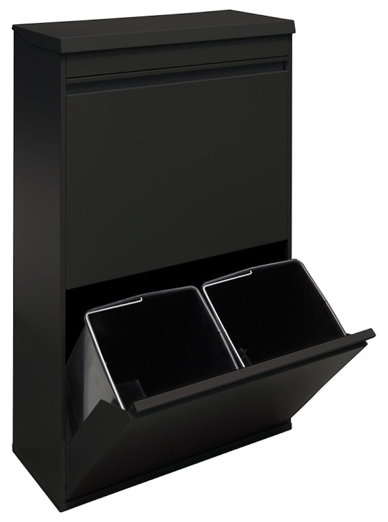 ARREGUI Basic CR604-B Cubo de basura y reciclaje de acero de 4 cubos, mueble  de reciclaje, 4 x 17 L (68 L), gris oscuro antracita
