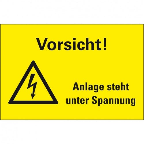Schild I Warn-Kombischild Vorsicht! Anlage steht unter Spannung ...