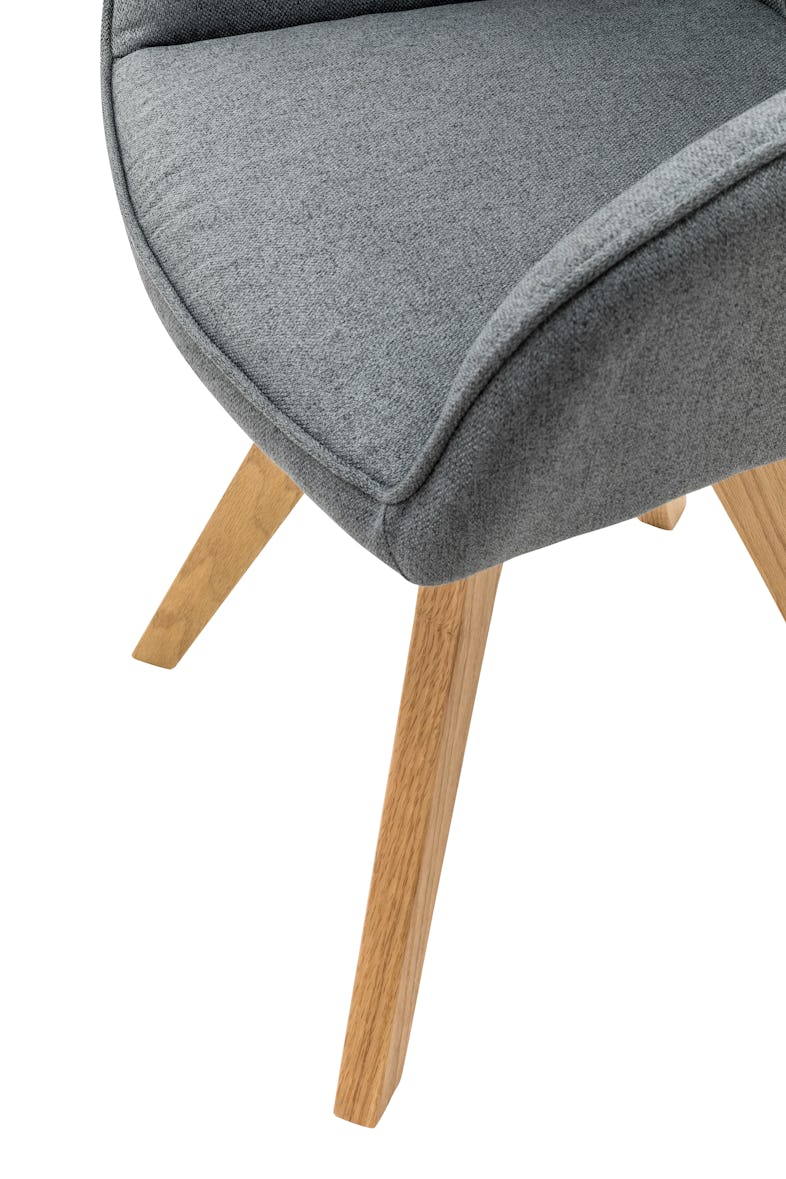 SalesFever Polsterstuhl 2er Set mit Armlehnen | Bezug Textil | Gestell  Eichenholz massiv | Rautensteppung im Rückenbereich | grau | METRO  Marktplatz | Stühle