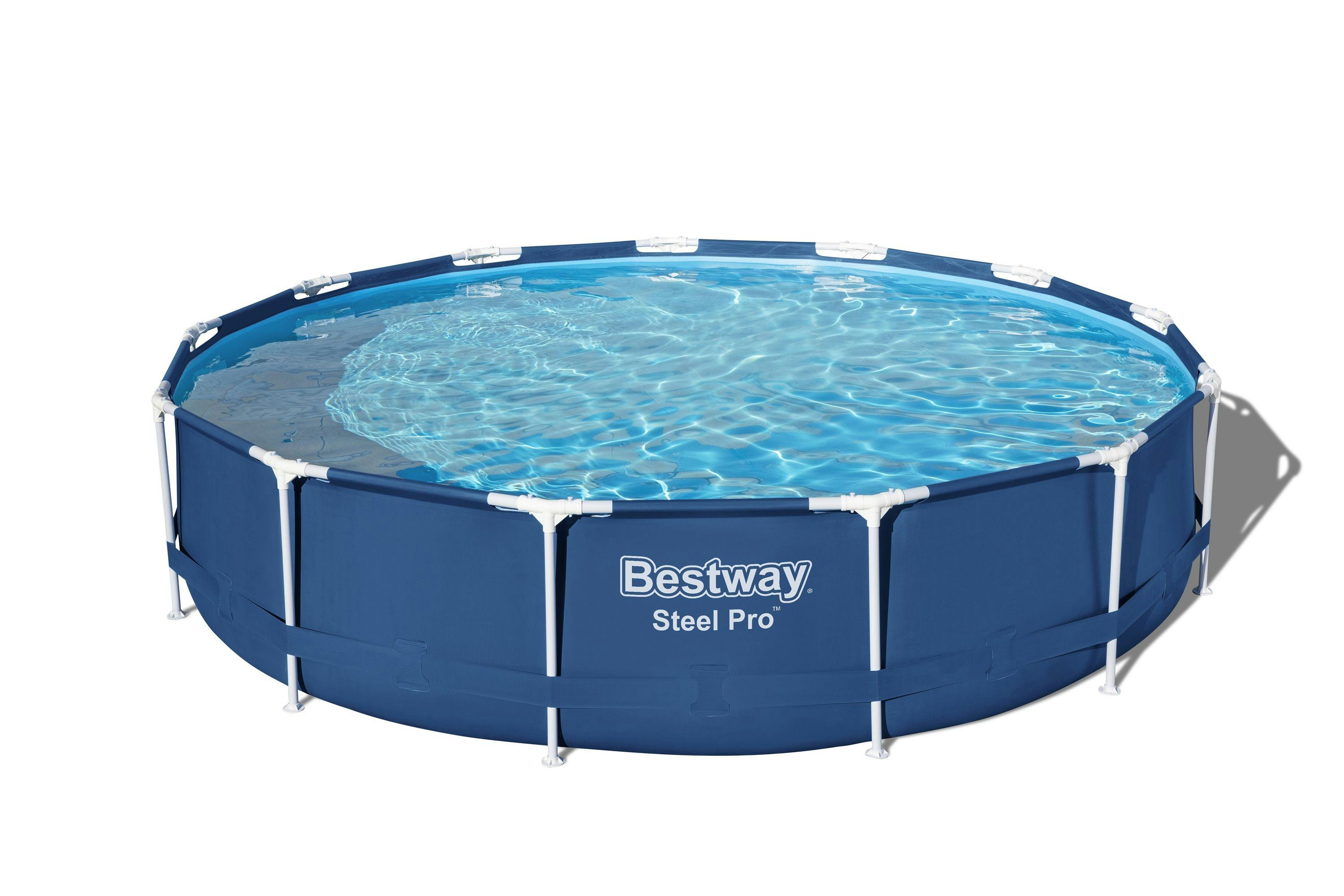 Bestway Frame Pool Set mit 396 84 cm, x Marktplatz rund, METRO Filterpumpe, Ø | L 8680 / Stahl, dunkelblau, PVC