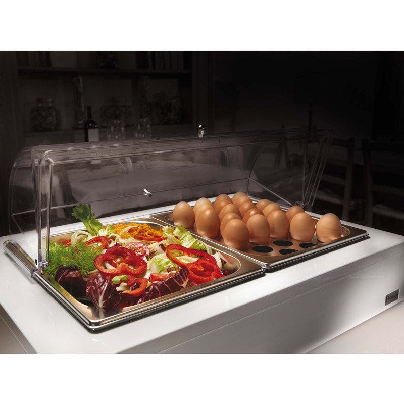 Doppio vassoio porta uovo e verdure a doppia parete refrigerato  dim.cm.64x46x30h (1pz)