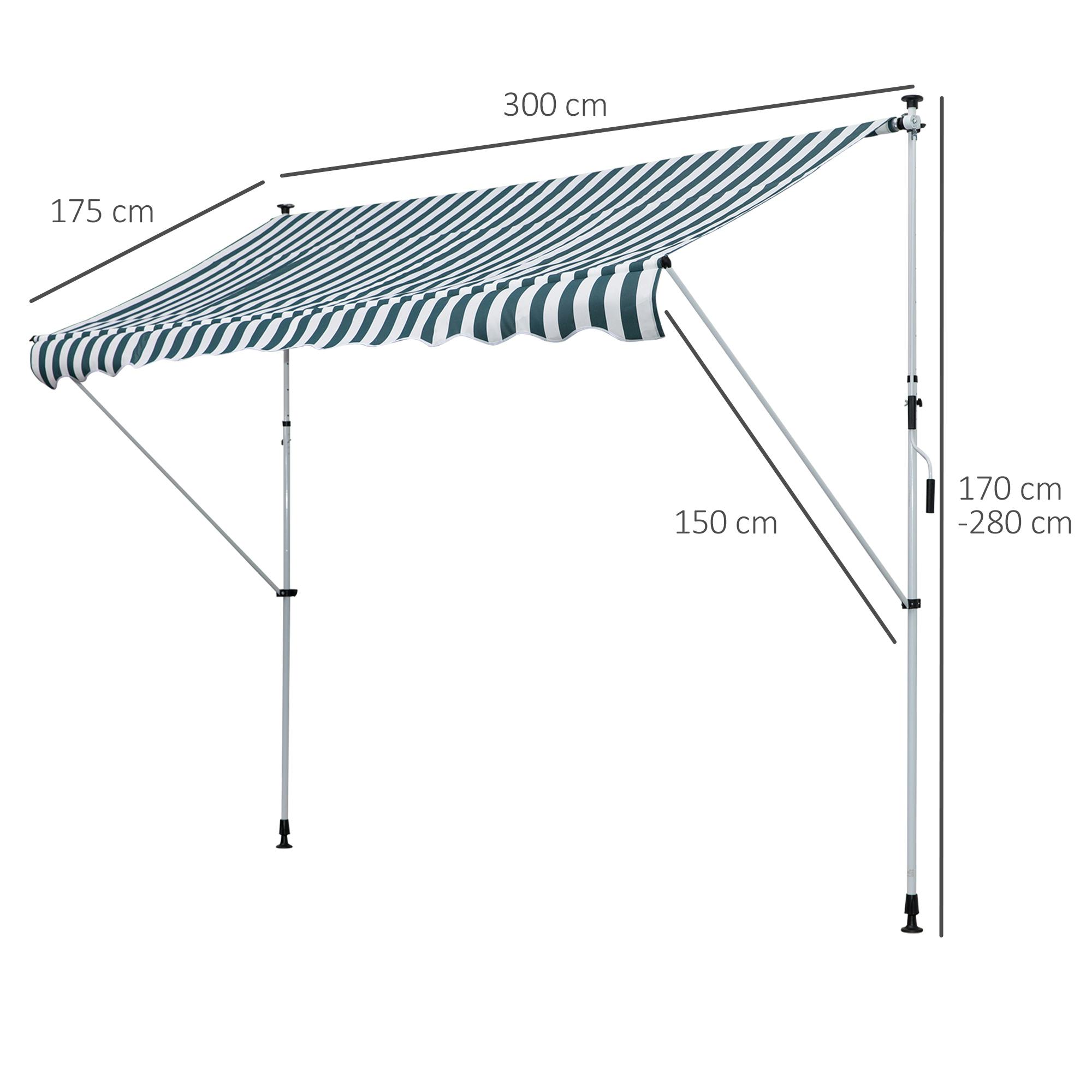 Outsunny Toldo Manual Retráctil para Exterior 300x150x170-280 cm Toldo  Enrollable Altura Ajustable con Manivela Protección Solar para Terraza  Balcón Jardín Amarillo