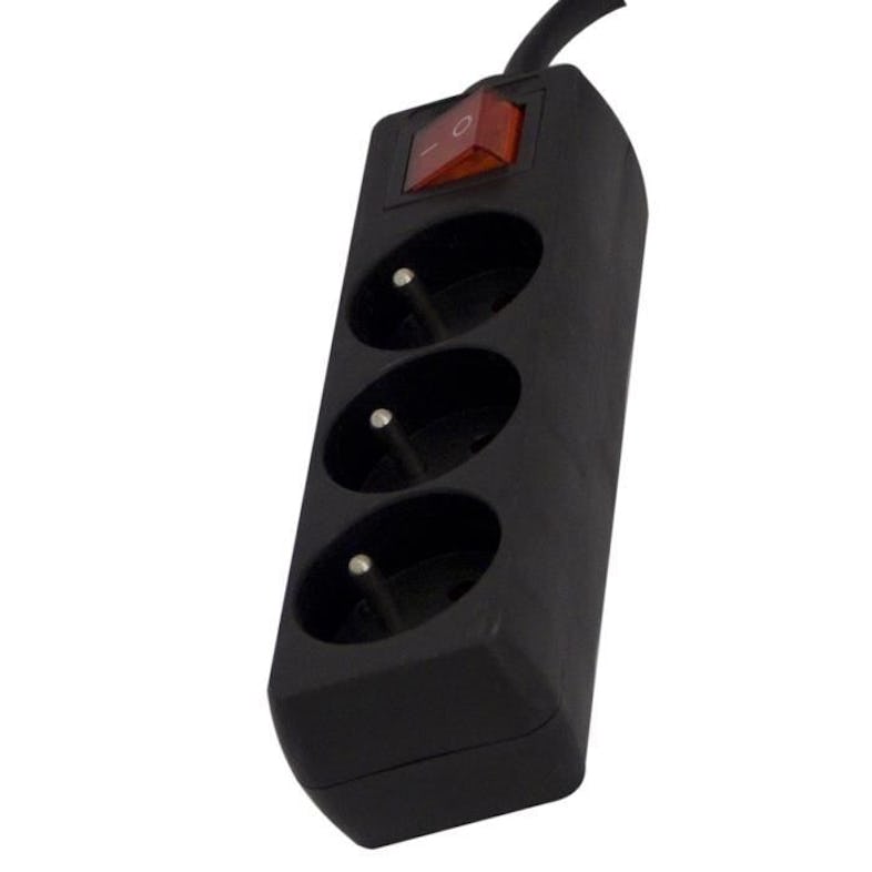 Chacon Multiprise Bureau Noir - 3 X 16A + 2 X USB