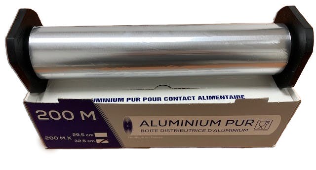 Film aluminium alimentaire 44 cm x 200 m en boîte distributrice