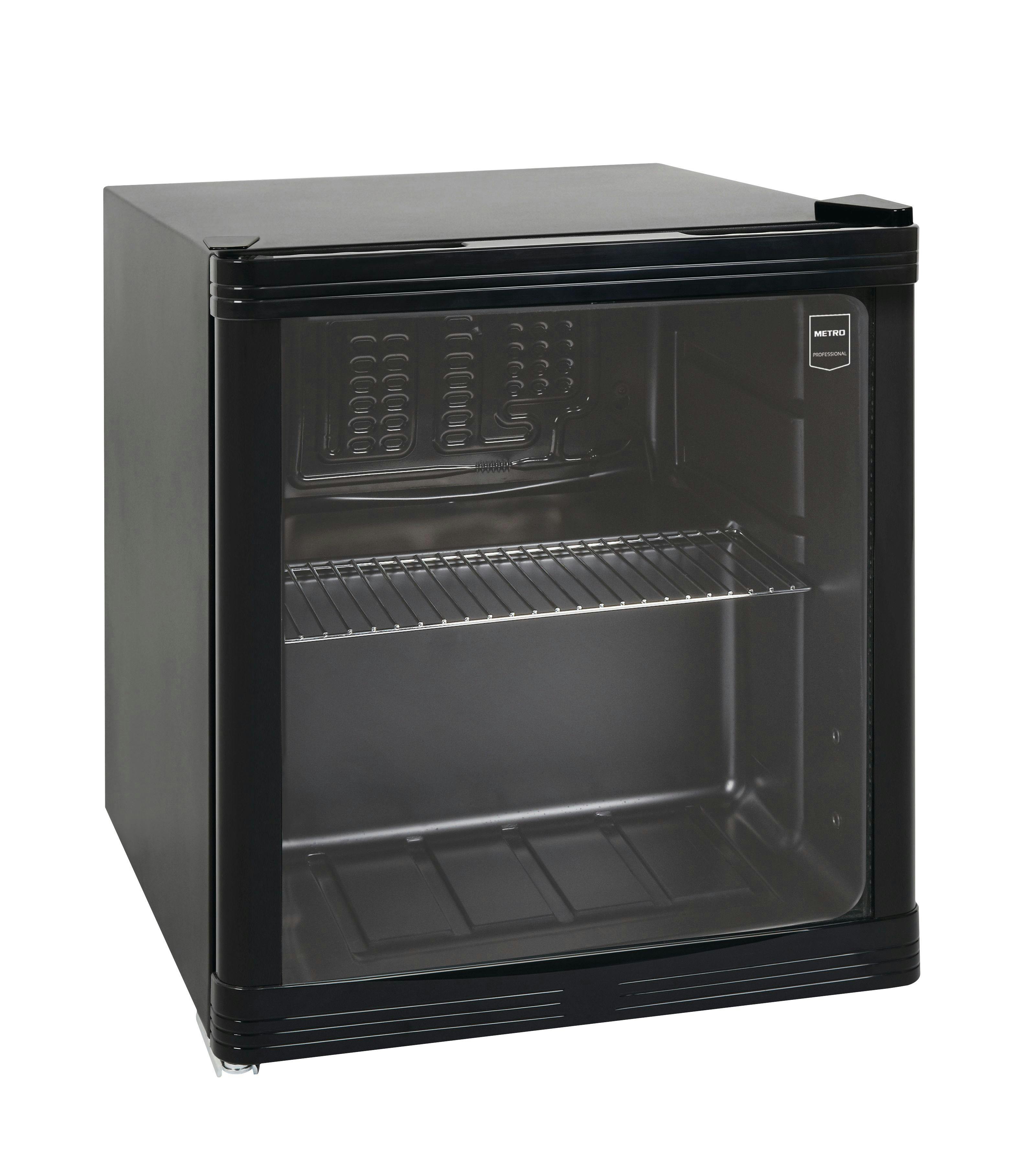 METRO Professional Minibar / Kühlschrank GPC1046, Glas / Edelstahl, 43 x 48  x 51.5 cm, 46 L, Umluftkühlung, schwarz