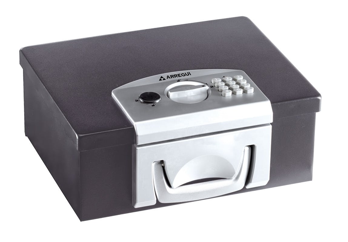 ARREGUI Cashier C9246-EUR Caja Caudales con Llave, Caja de Seguridad de  acero con bandeja organizador de Monedas y Billetes