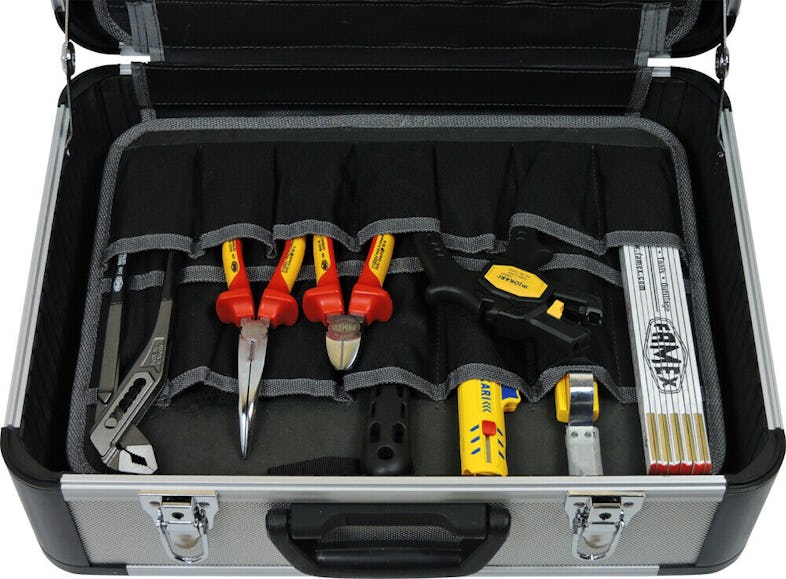FAMEX 436-10 Elektriker Werkzeugkoffer Profi | Marktplatz Werkzeug Set METRO Qualität gefüllt - - Top Werkzeugkiste mit