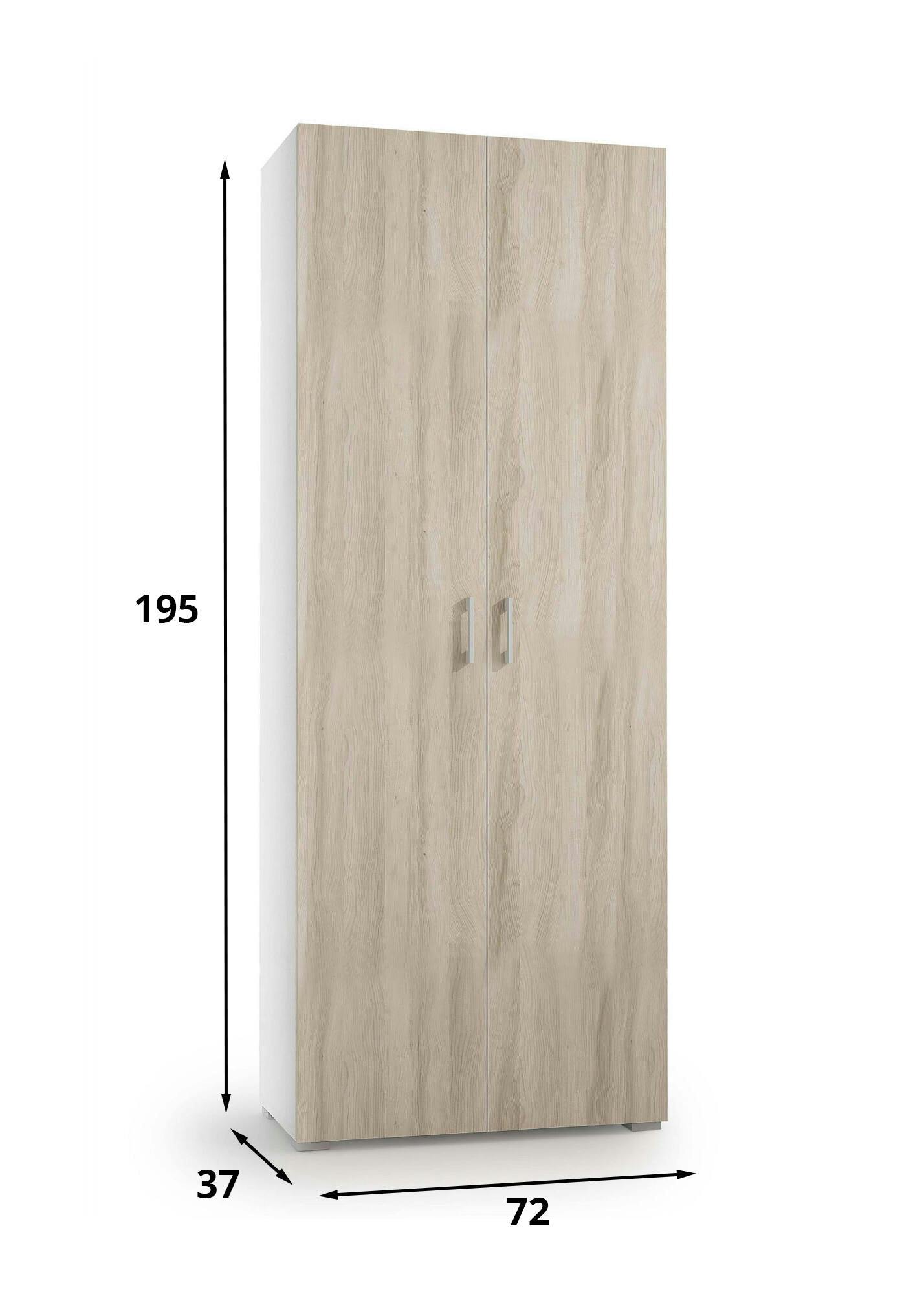 Armadio multiuso Fiordaliso, Mobile lineare a 1 Anta e 7 ripiani, Colonna  da ingresso o bagno, Scarpiera moderna, 100% Made in Italy, 50x30h182 cm