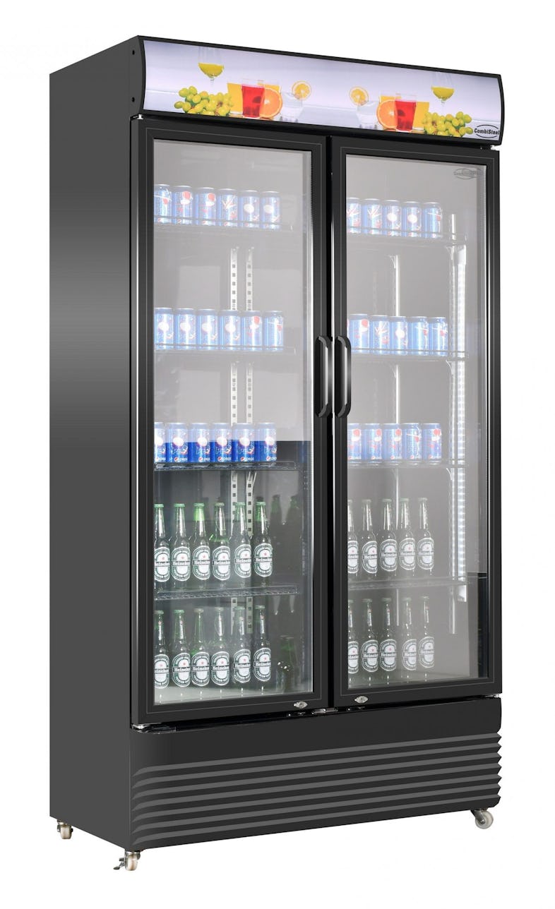 Mobiler Flaschenkühlschrank mit 2 Glastüren Getränkekühlschrank