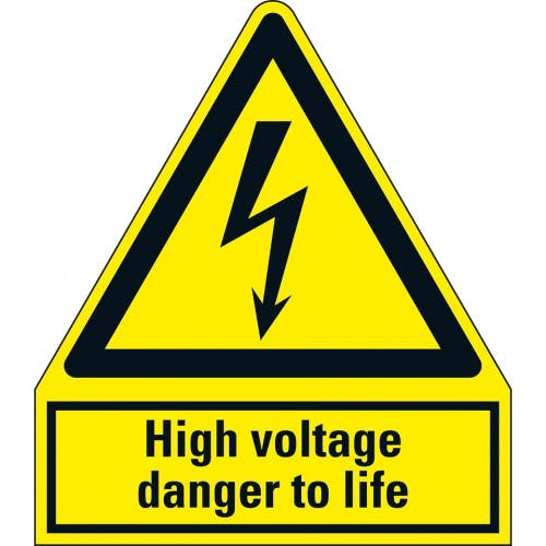 Schild I Warn-Kombischild High voltage danger to life, Aluminium ...