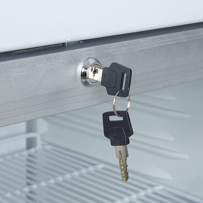 Edelstahl Mini Kühlschrank mit Glastür - LED Innenbeleuchtung - GCKW65