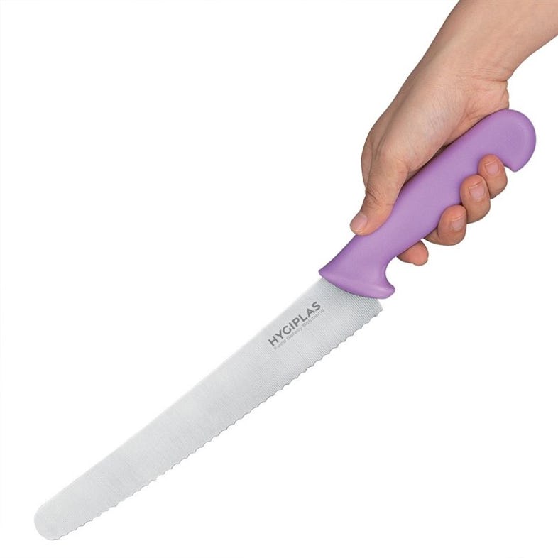 Couteau à pâtisserie denté en inox violet l 25 cm