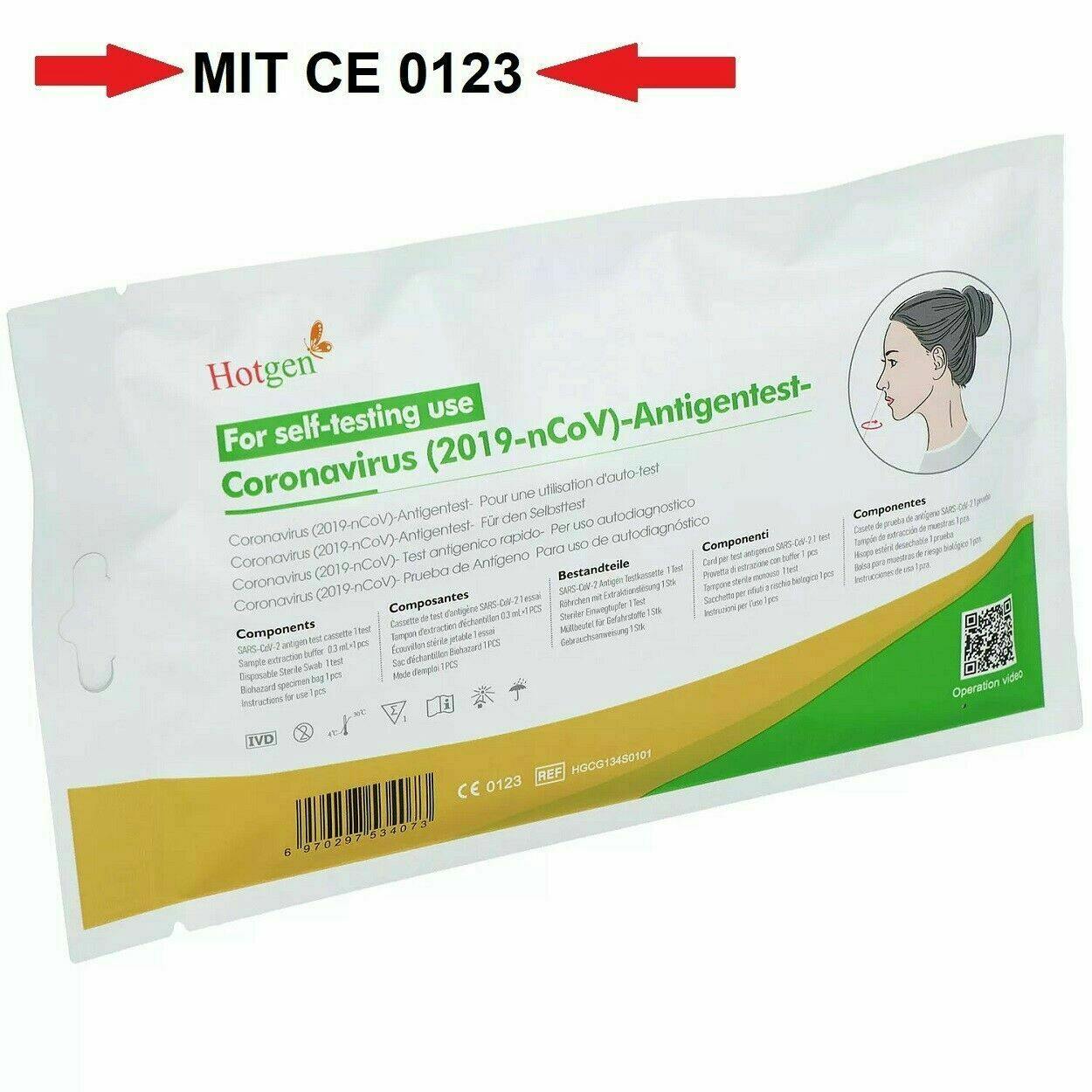 400 x Hotgen AntigenSelbsttest CEZertifikat Corona VPE 1 Softpack