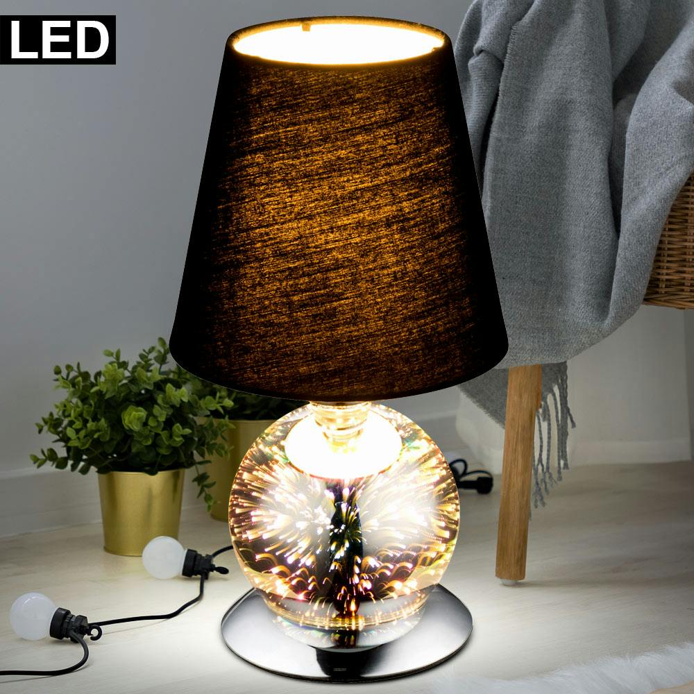Luxus LED Tisch Beleuchtung Textil Lese Lampe Schlaf Zimmer Nacht Licht Leuchte 