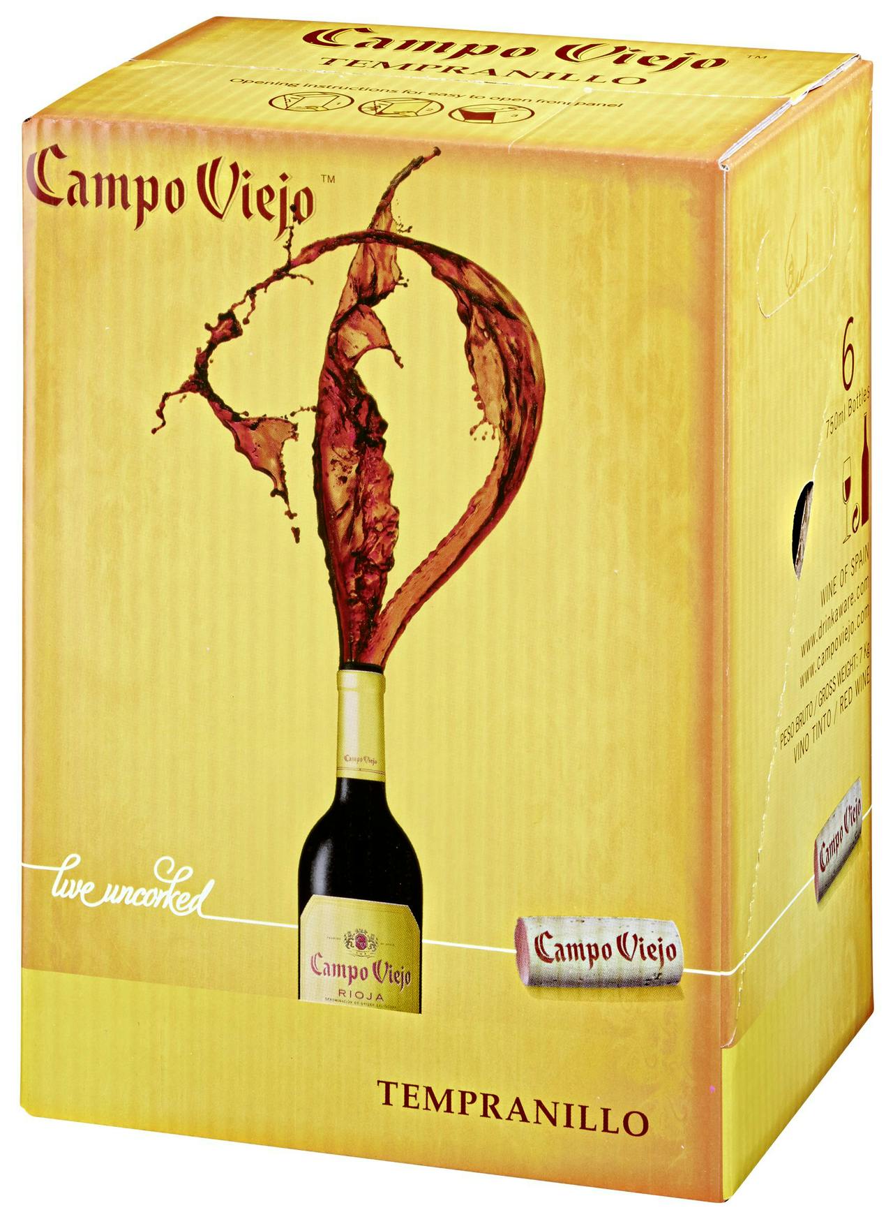 Campo Viejo Tempranillo Rioja Rotwein | l) x Marktplatz l 6 Flaschen 0,75 (4,5 METRO trocken
