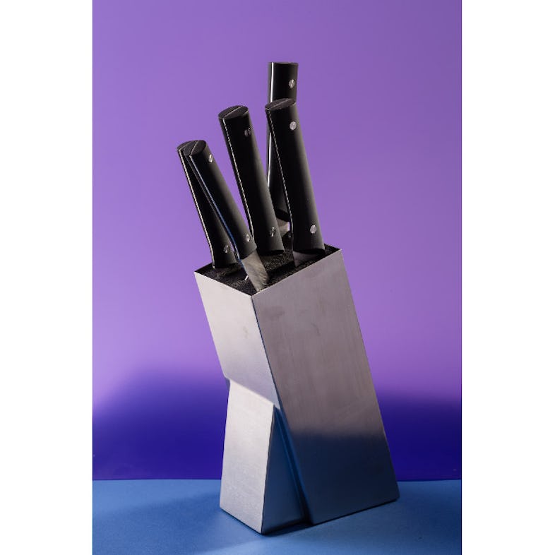 JEAN DUBOST - Bloc en plexi transparent + 3 couteaux en céramique