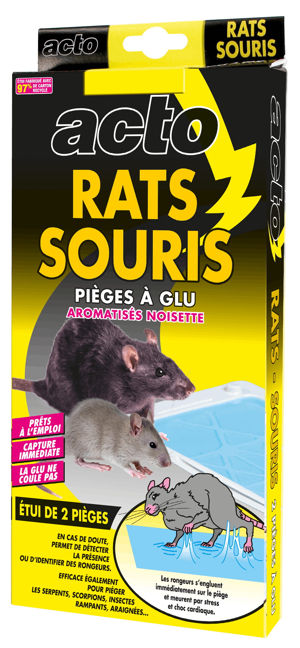 ACTO pièges à glu rats - souris - Étui 2 pièges à glu