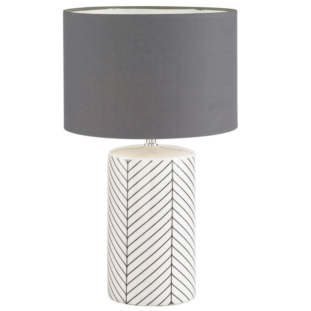 Textil Tisch Leuchte Wohn Zimmer Beleuchtung Keramik Lese Lampe grau im