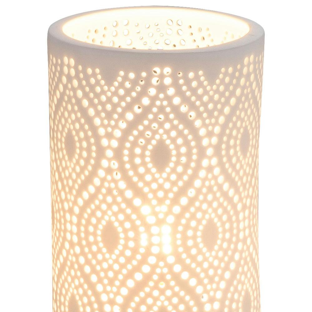 LED Design Tisch Leuchte Lese Dekor Muster Wohn Zimmer weiß Porzellan Lampe 