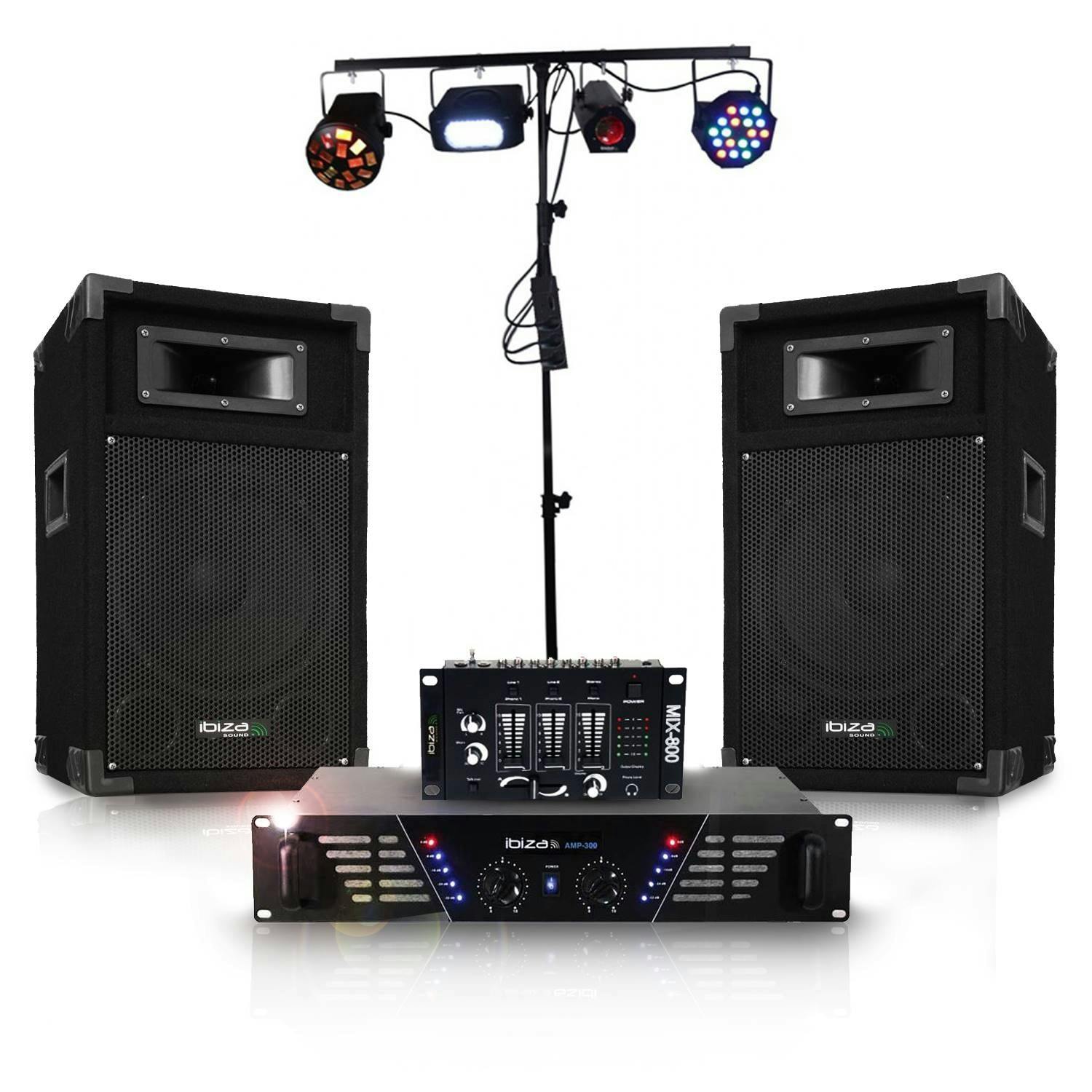 Pack sonorisation DISCO DJ300 et lumière à LEDs complet DJLIGHT90
