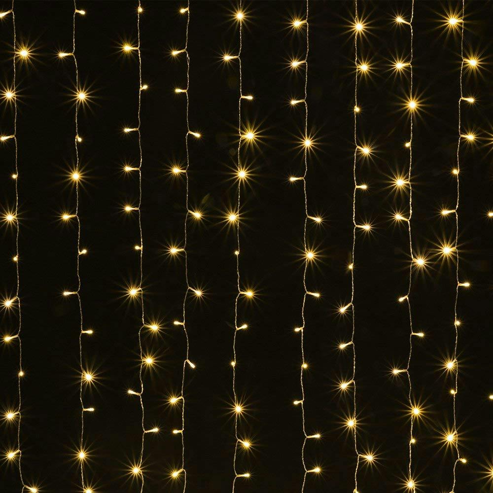 LED Lichternetz Lichtervorhang Lichterkette Xmas Deko Vorhang Innen Außen 3x3m