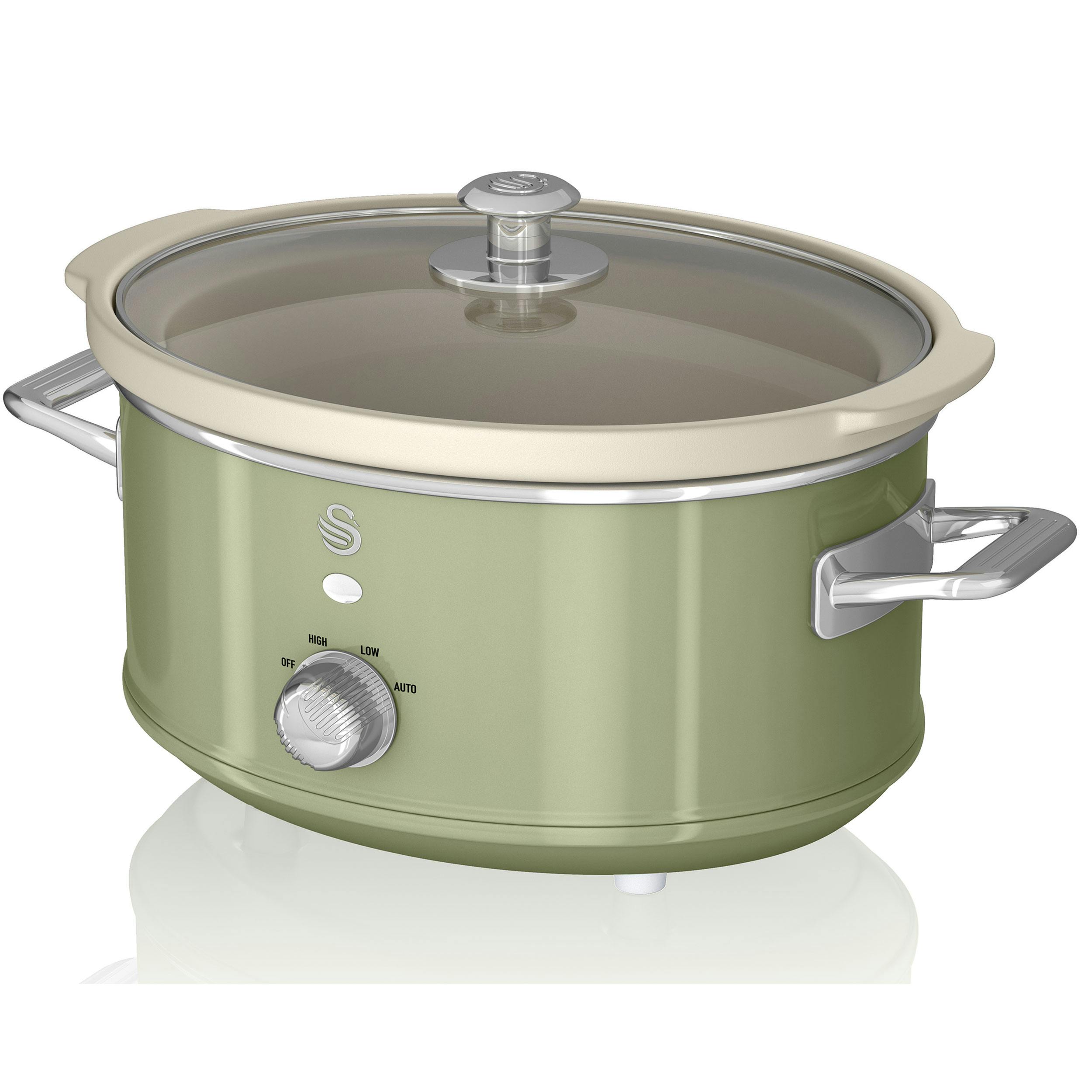 SWAN SF17021GNEU Retro Slow Cooker 3,5L, Panela de Cerâmica