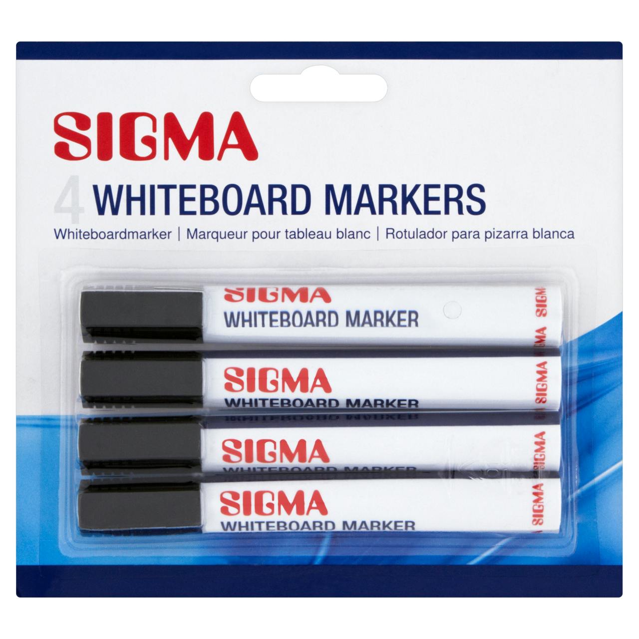 SIGMA Whiteboardmarker, zwart, ronde punt, lijndikte 3 mm, geurarm, 4